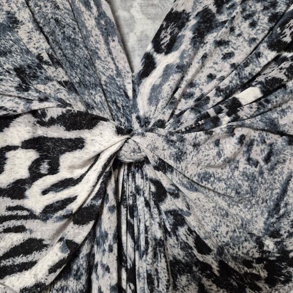 Vintage New York & Company Stretch Womens XS Black White Leopard V-Neck Dress - Picture 4 of 14